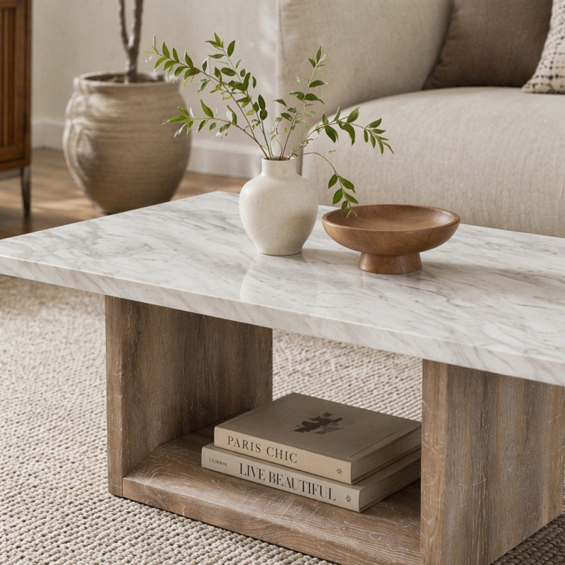 Table basse en marbre Gregory, 18.03" H x 52.03" W x 28.03" D