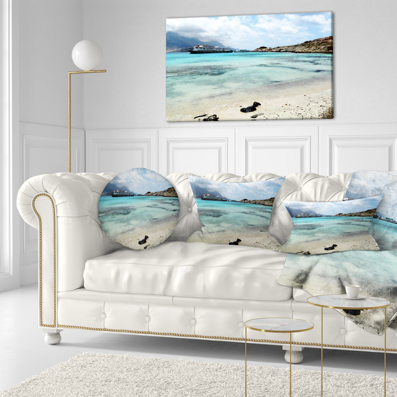 Coussin seascape pour îlot de grèce, 12 po x 20 po, Coussin lombaire