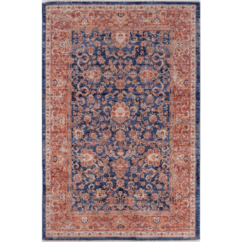 Vintage Floral Fringe Area Rug, Rectangle 7'8" x 10'