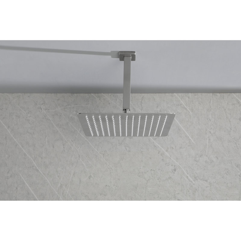 Water Saving Shower Head In Rainfall Style - Stainless Steel, Brushed Nickel, High , Self-cleaning, For All Kinds Of Standard Arms Rainfall, Works On