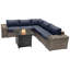Ensemble de conversation modulaire 8 pièces avec coussins Sunbrella et foyer en métal Lsi-1586332037