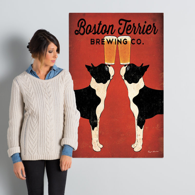 « boston terrier infusement co. »-affiche toile tendue tendue, H 40 po x l 26 po x P 1,5 po