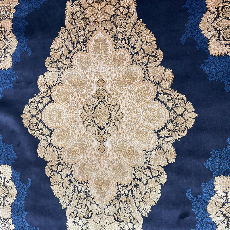 Bungalow Rose Kirman Design Silk Rug