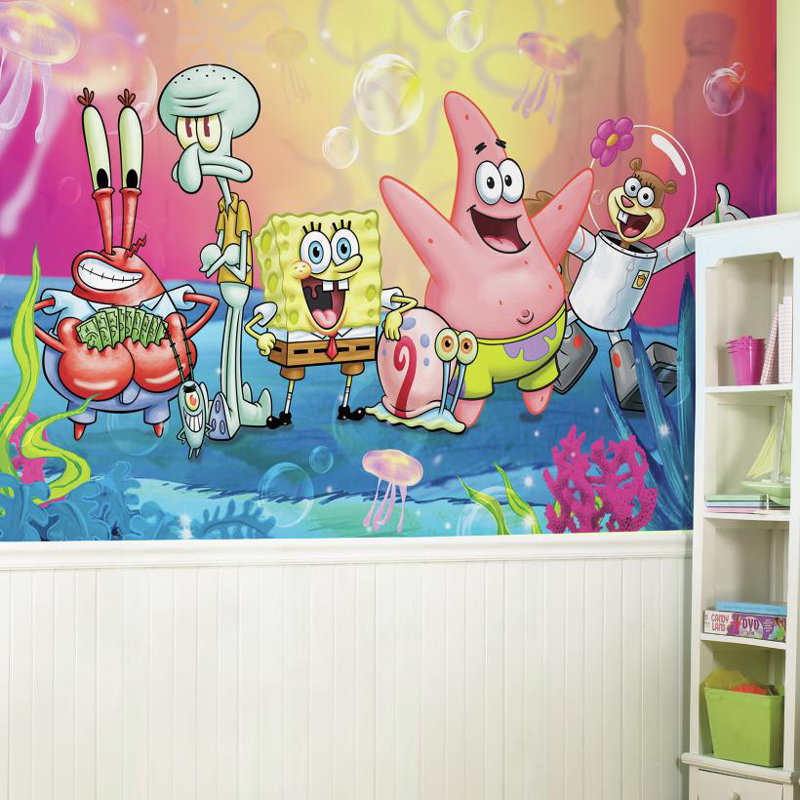 Panneau mural 10,5 pi x 72 po ultra-supprimable bob l’éponge xl