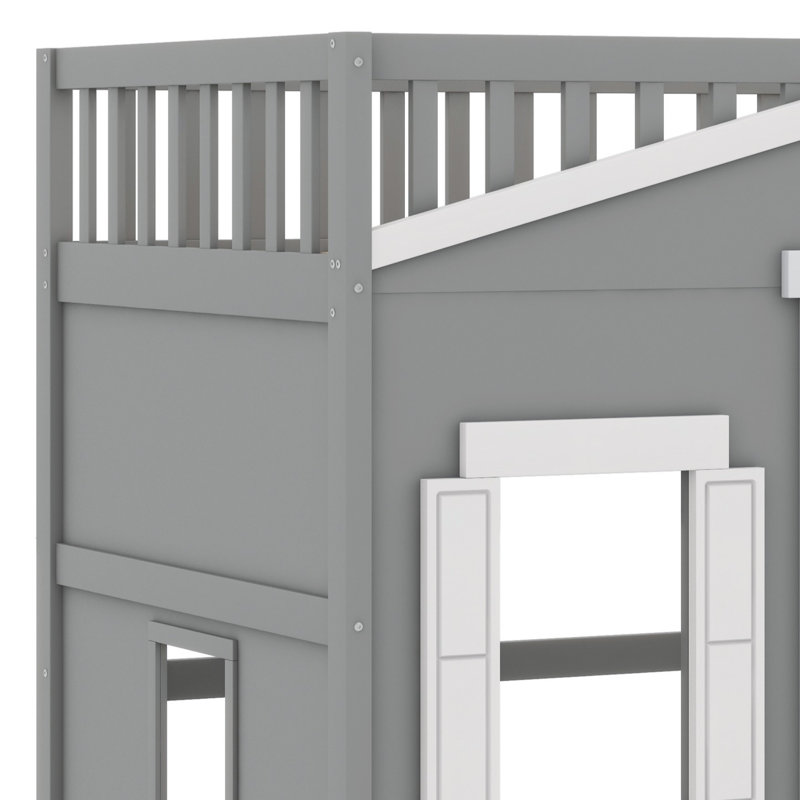 Lit mezzanine avec échelle House, Gris / Blanc