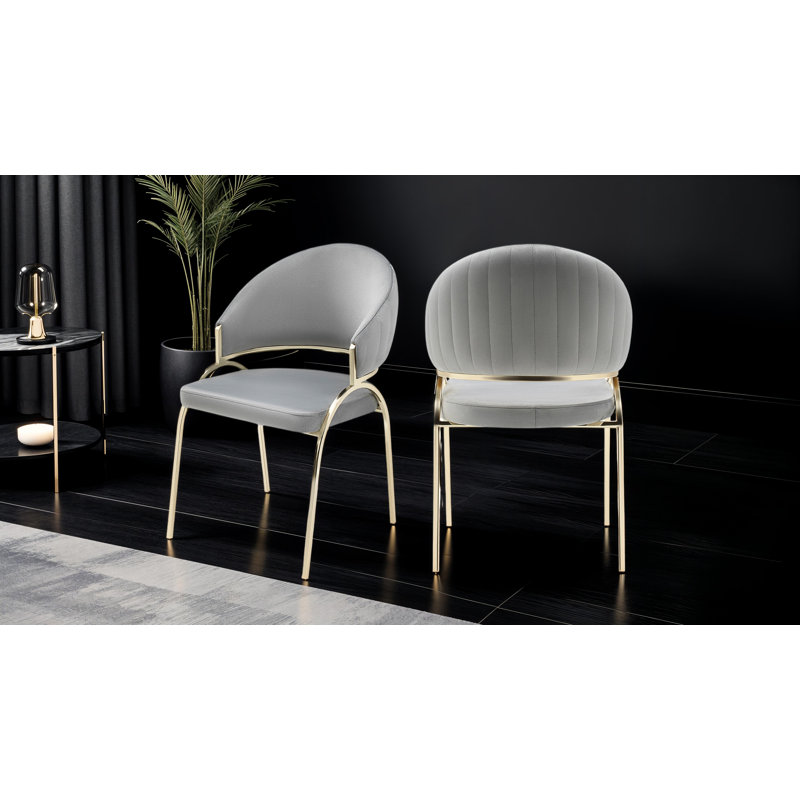 Chaise avec pieds Tehésha, Gris, Doré