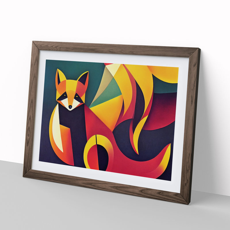 Fox Deco - Single Picture Frame Print, 46cm H x 64cm W x 2cm D, Walnut