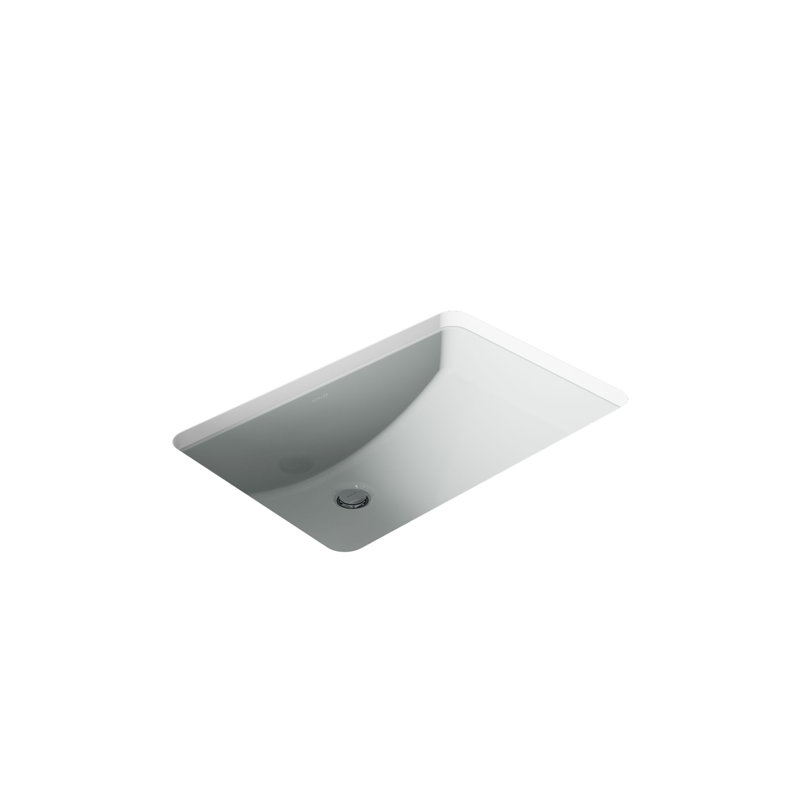 Ladena® Vitreous China Rectangular Undermount Bathroom Sink with Overflow, Ice Gray