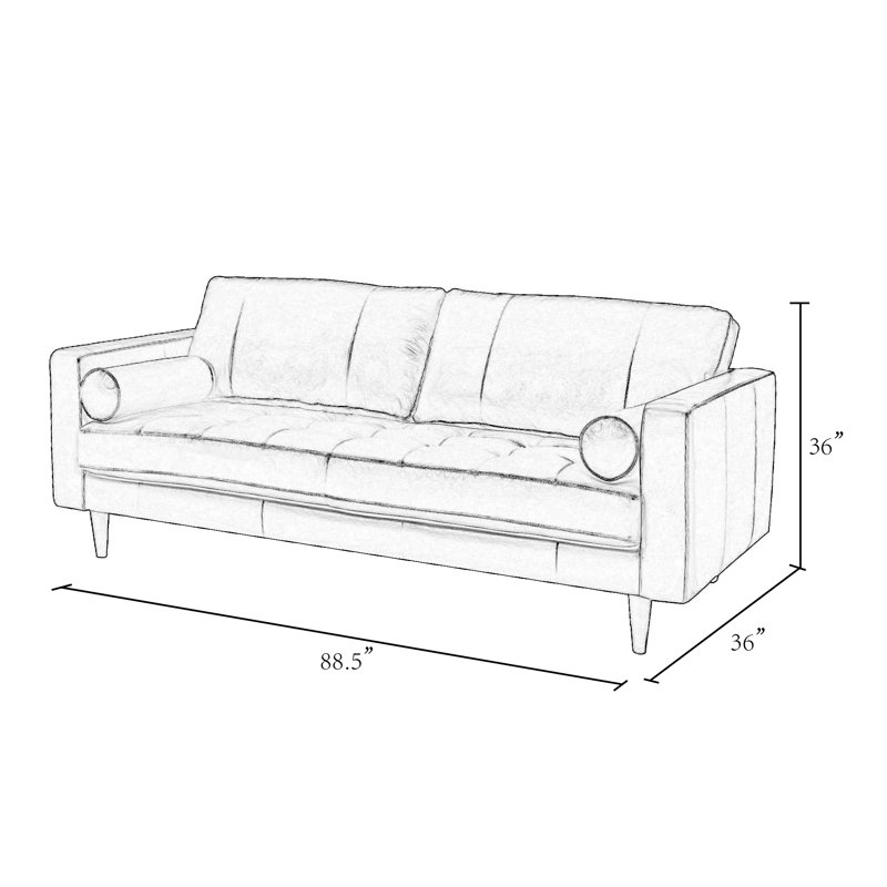 Apgar Upholstered 88.5'' Sofa, Paramount Chocolate Genuine Leather