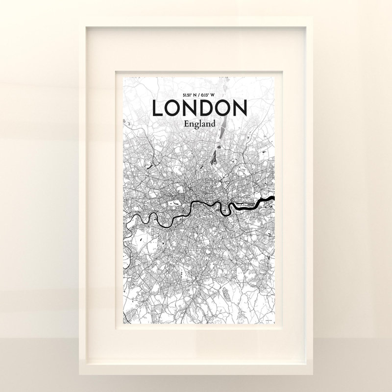 London City Map In Ink - No Frame Print, 36cm H x 24cm W x 0.05cm D