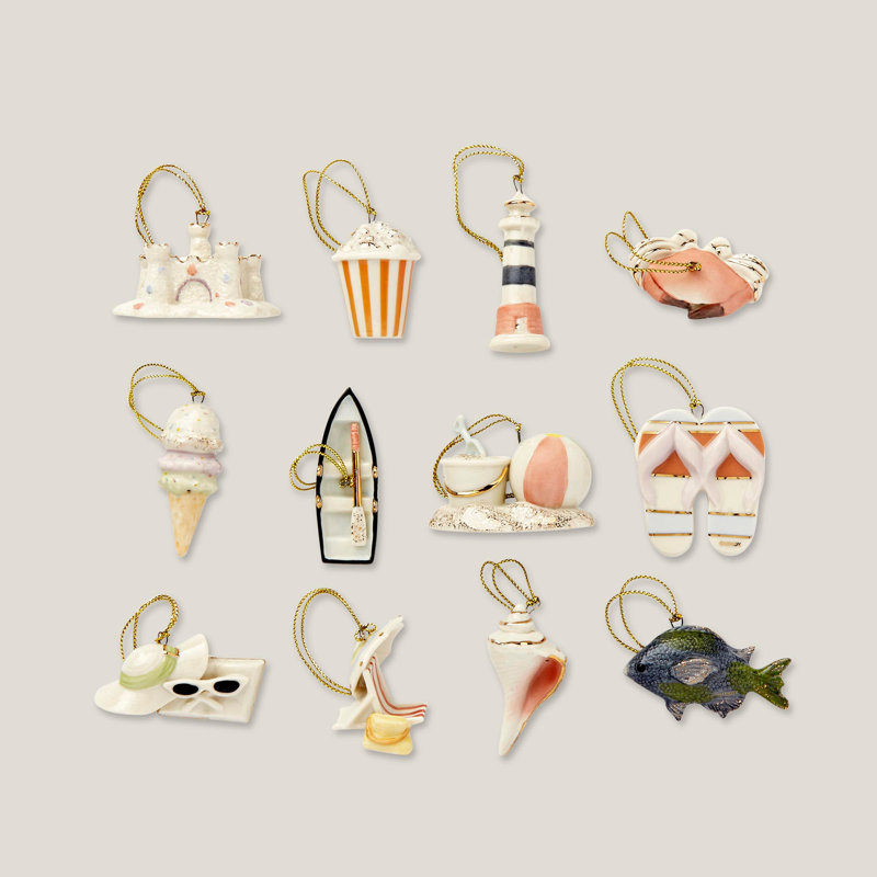 ORNAMENT TREES Summer 12-Piece Mini Ornament & Tree Set