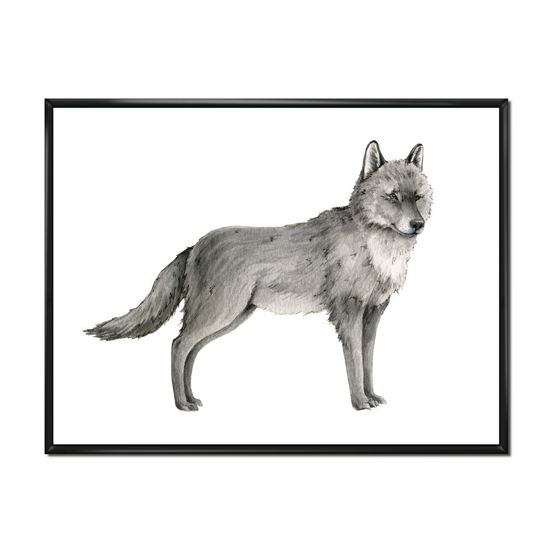 Portrait d'un loup I - reproduction sur toile, H 34 po x l 44 po, Toile à cadre flottant noir