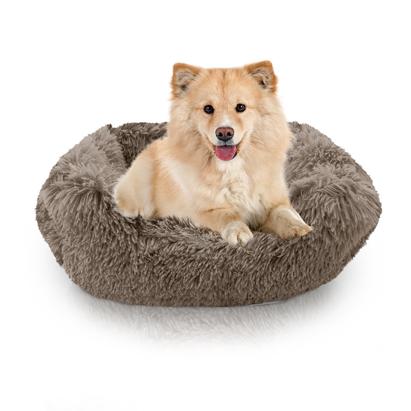 Lit pour chien Elam Super Lux Shaggy, Taupe, Moyen (l 24 po x P 20 po x H 7,5 po)