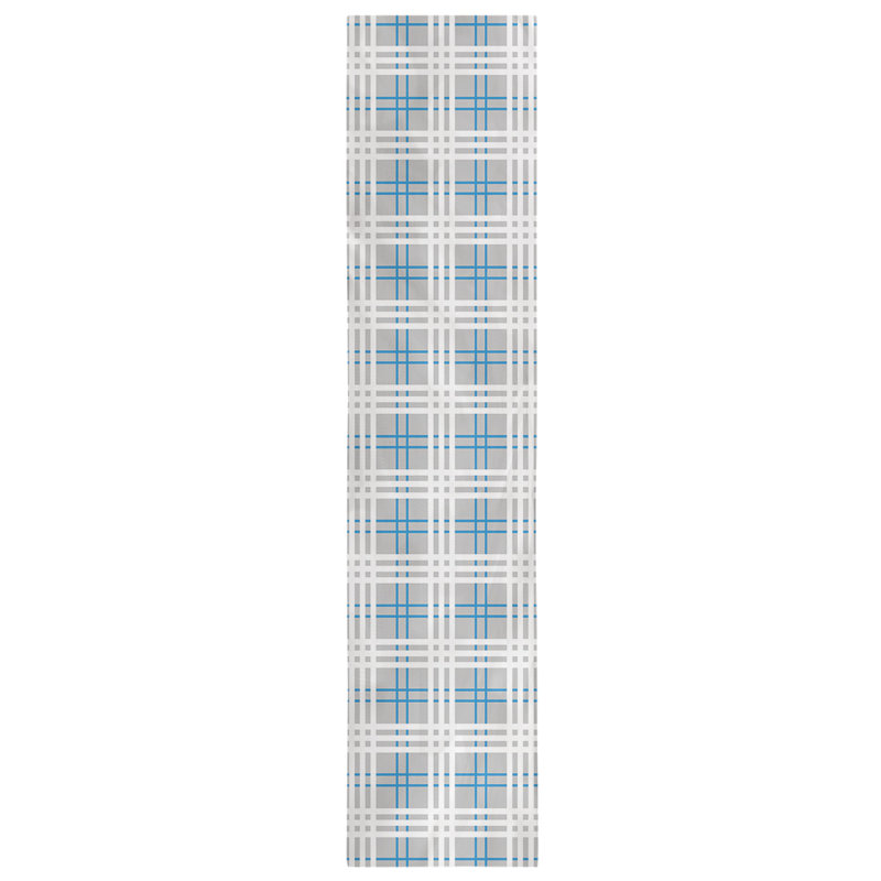 Paid Polyester Table Runner, 72" L x 16" W, Silver/Carolina Blue/White