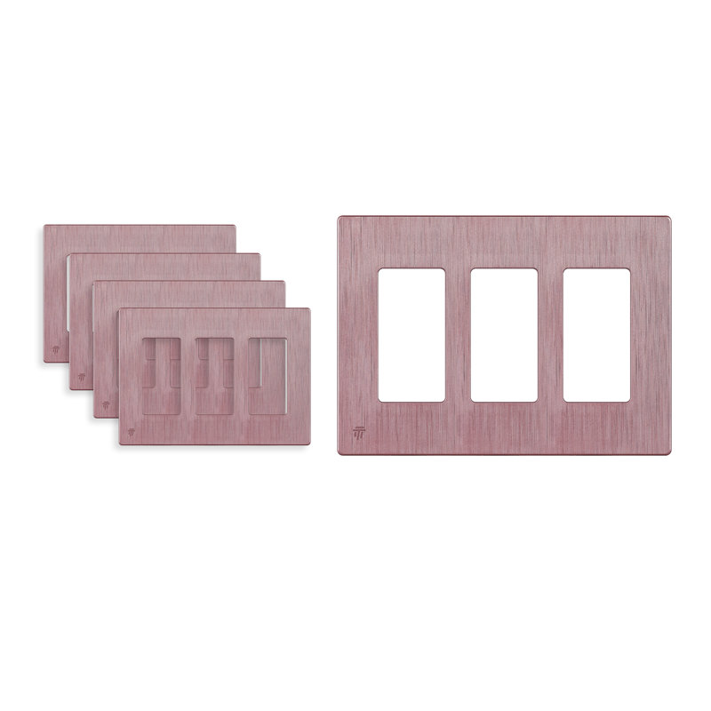 Plaque de décoration murale sans vis ENERLITES - Or rose brossé, Or rosé brossé