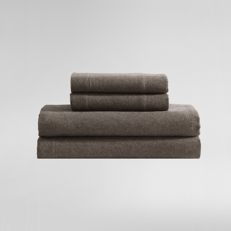Ensemble de draps en flanelle de coton Calvin Klein Melange, Brun chocolat, Grand