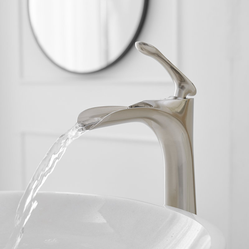 Waterfall Single Hole Single Handle Bathroom Vessel Sink Faucet, Brushed Nickel
