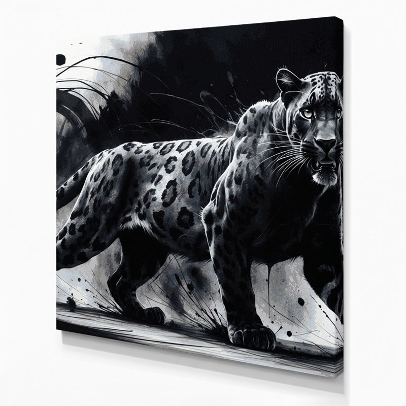 «Big Cats», art léopard africain sur toile noire, H 32 po x l 32 po