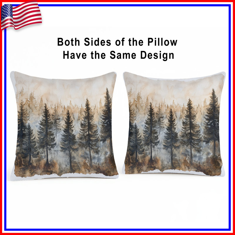 Misty Forest Landscape Double Sided Throw Pillows, 20 x 20 inches