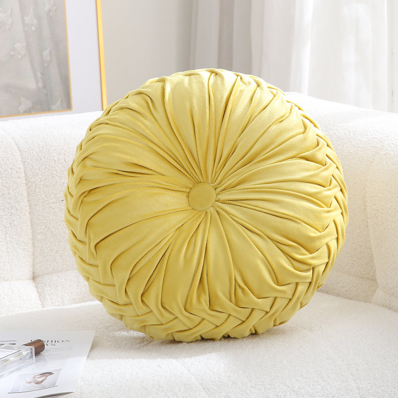 Coussin décoratif ultra doux en velours rond pour canapé (15 pouces), Jaune clair