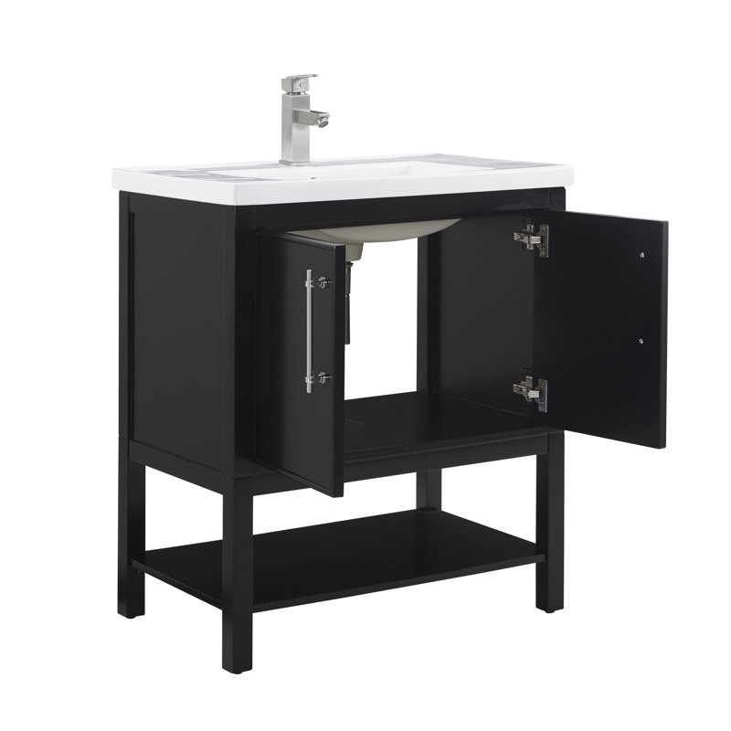 Ensemble de meuble-lavabo simple 30 po Jewell, Noir / nickel brossé