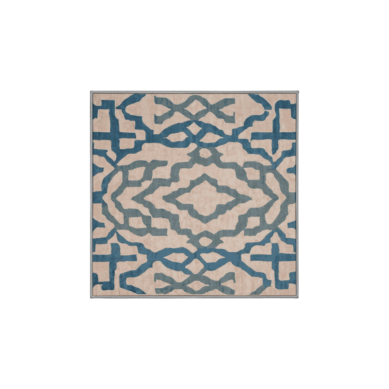 Machine Washable Gray Area Rug, Square 3'