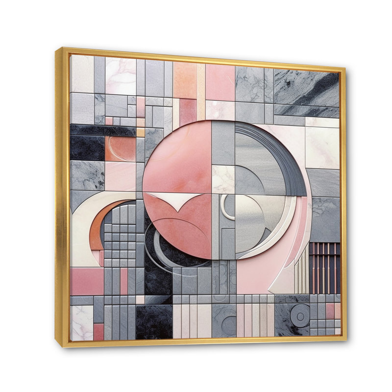 Rose Transcendent Angles III - impression, Cadre flottant doré, H 30 po x l 30 po x P 1 po