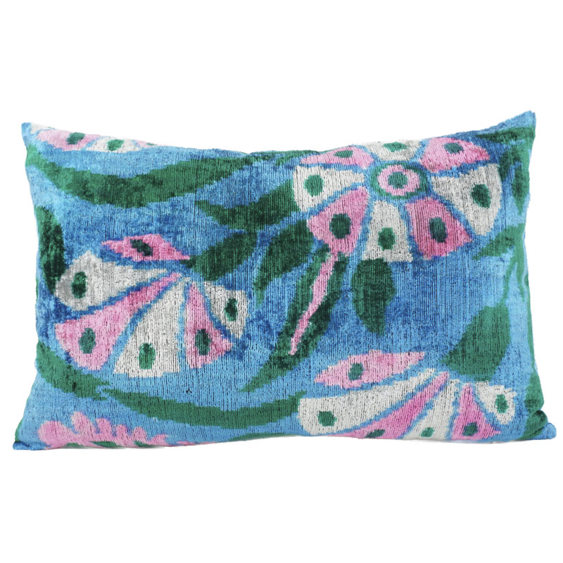 Velvet Ikat Lumbar Accent Pillow