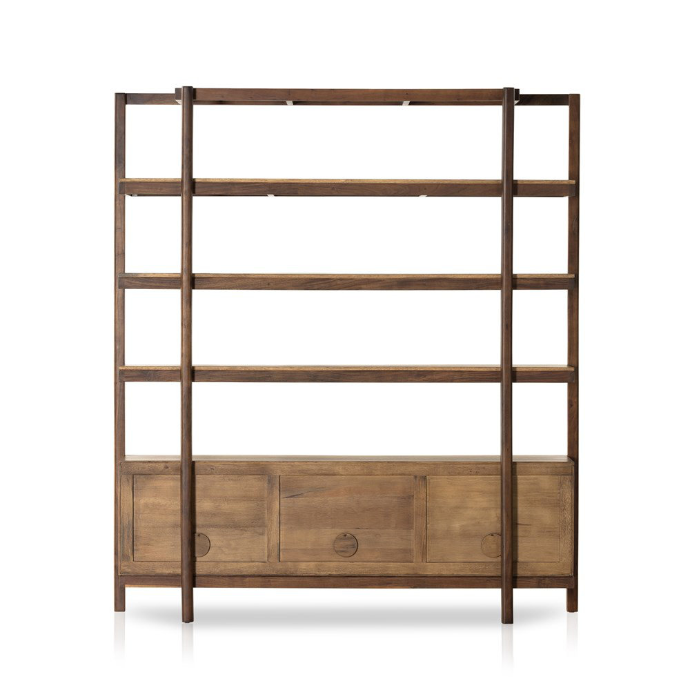 Sunnydaze 5 Shelf Industrial Style Freestanding Etagere Bookshelf with Wood  Veneer Shelves