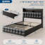 Structure de lit grand / double rembourré avec lumières DEL, tête de lit et 2 tiroirs de rangement, prise de charge et ports USB, tissu moelleux doux, silencieux-829212980-829212977
