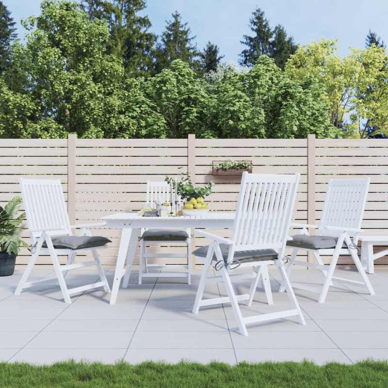 Chair Cushion Set of 4 Charcoal Outdoor Garden Chair Pads, Fabric - Charcoal, 19.7" H x 19.7" W x 2.8" D