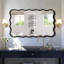 Miroir rectangulaire ondulé en bois massif - décoration murale moderne 40 x 28 pour diverses pièces, rehaussant le style et la fonctionnalité