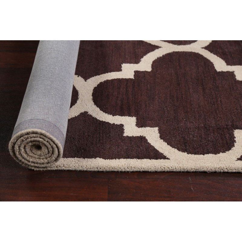 Tapis géométrique en laine touffeté à la main brun / beige