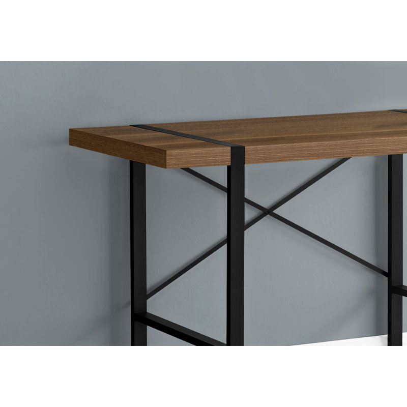 Bureau d'ordinateur, bureau personnel, ordinateur portable, L 48 po, travail, stratifié noyer, métal noir, contemporain, moderne