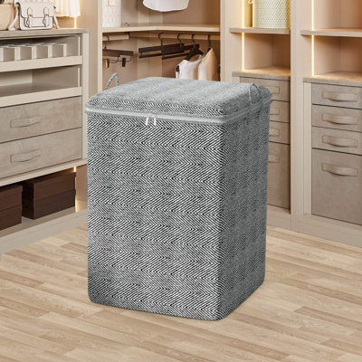  Bacs de rangement de grande capacité avec couvercles et poignées renforcées, organisateurs de placard pliables et rangement, paniers de rangement pour vêtements, chandail, édredon, literie