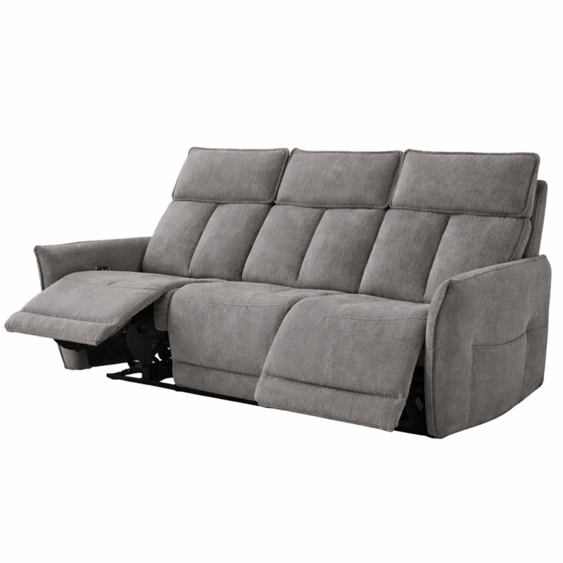 Almita Fabric Upholstered Power Recliner 3 + 2 Sofa Set with USB Charging, Flint