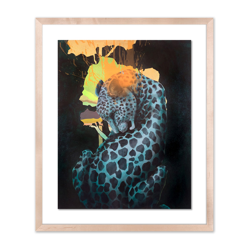 Blue Leopard Print by Sarah Edwards, 40" H x 33" W x 2.5" D, Natural