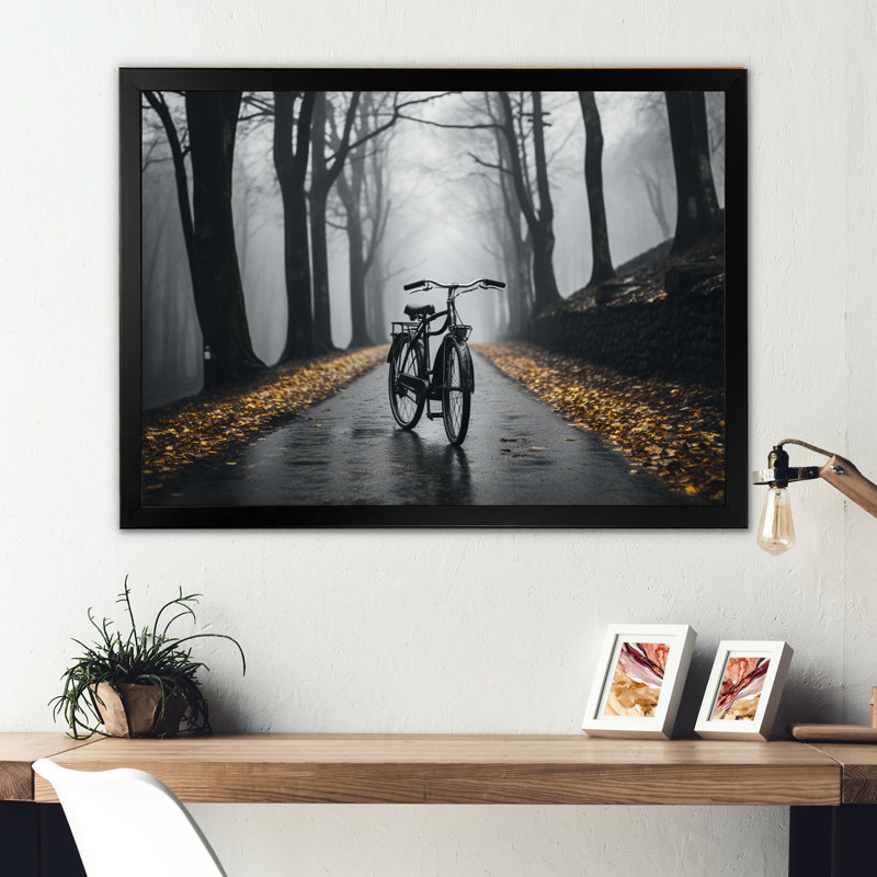 Bicyclette pédalant dans l'impression, Cadre photo noir, H 24 po x l 32 po x P 1 po