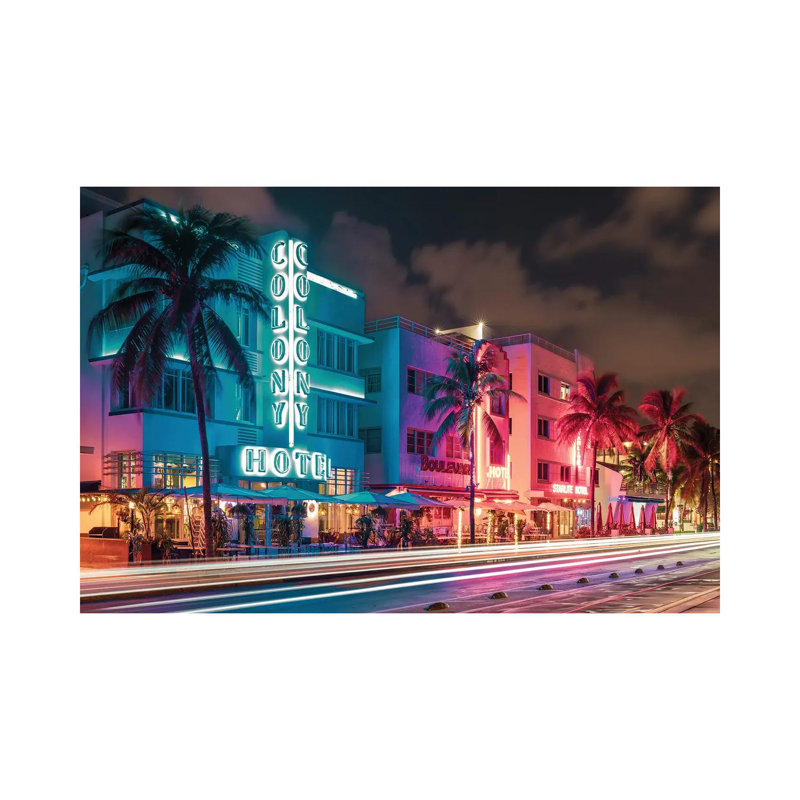 Ocean Drive Night Vibes by Susanne Kremer - Wrapped Canvas Gallery-Wrapped Canvas Giclée, 66.04 cm H x 101.6 cm W