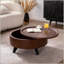 Table basse ronde avec plateau de rangement caché amovible, tables basses rondes modernes de luxe, table centrale circulaire plaquée en bois massif avec piédestal robuste pour le salon, assemblage facile