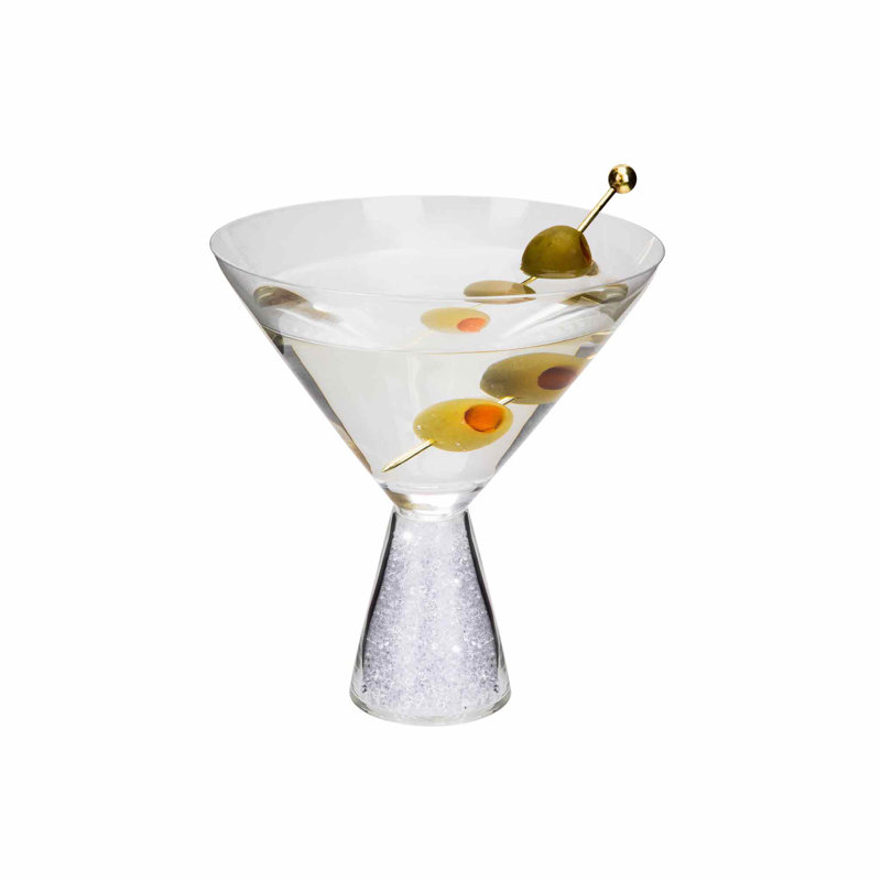 Crystal-Filled Stemless Martini Glass Set of 6