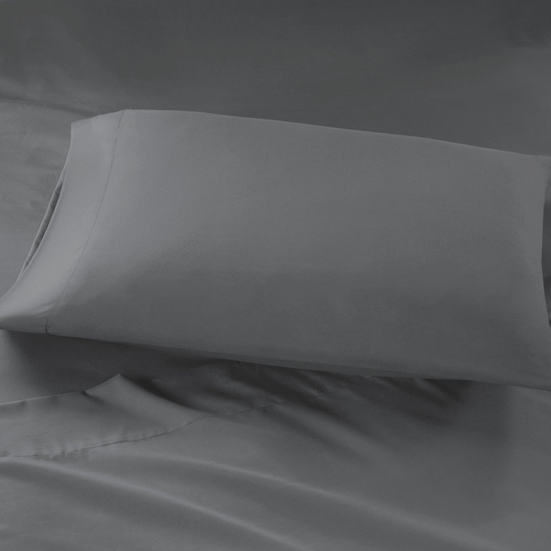  Ensemble de draps en microfibre avec poches latérales, Ensemble de draps pour lit double + drap-housse + , Gris anthracite