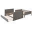 Lit superposé double au-dessus de double avec lit gigogne simple, lit superposé en bois de pin avec garde-corps, gris brossé (ancien SKU: LT000044AAN)-548700628