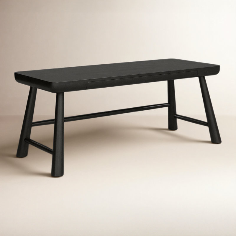 LORIK Solid Wood Writing Desk, Black