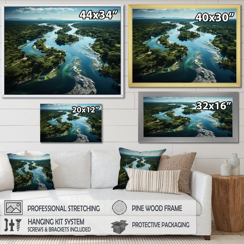 Delta de l'Okavango, Botswana I sur toile, H 30 po x l 40 po x P 1,5 po, Cadre photo blanc