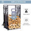Ensemble de rangement porte-bûches pour bois de chauffage avec 4 outils: brosse, pelle, tisonnier et pinces, support à bois décoratif et facile à utiliser