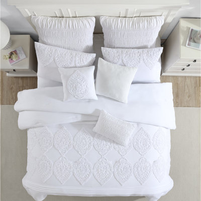 8-Piece Comforter Set - Reversible Embroidered Elegant Bed Set - Includes Comforter, Shams, & Decorative Pillows - Luxurious Bedding King