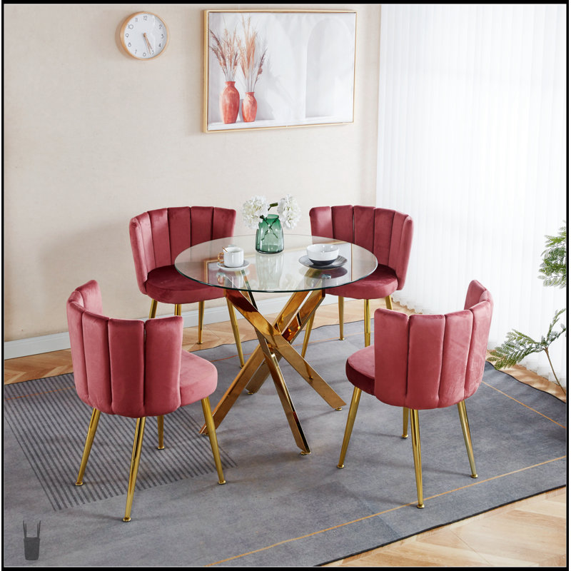 Ensemble repas Mid-Century avec plateau en verre et pieds en métal, idéal pour 4 à 6 personnes, polyvalent comme table basse