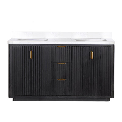 Adela 60'' Double Bathroom Vanity with Cultured Marble Top