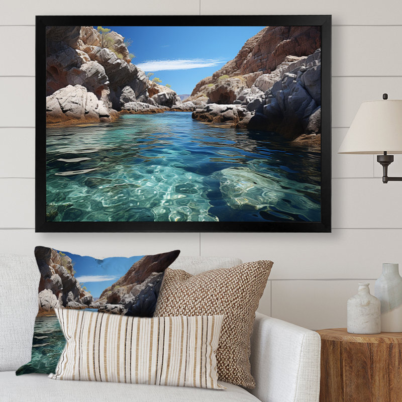 Greece Melian Contrasts - Landscapes Wall Decor, H 34 po x l 44 po x P 1,5 po, Cadre photo noir
